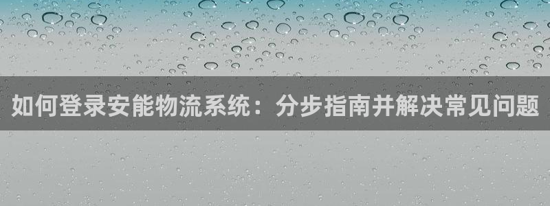 28圈官网注册：如何登录安能物流系统