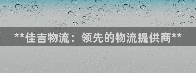 28圈注册官网：**佳吉物流：领先的